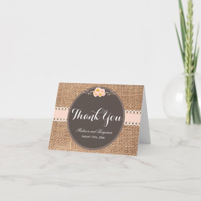 Cartões de Agradecimento de Casamento em Papel Kra (Frente)