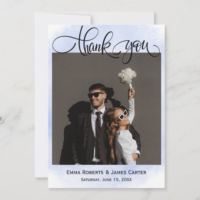 Cartões de Agradecimento de Casamento Florais Azui (Frente)