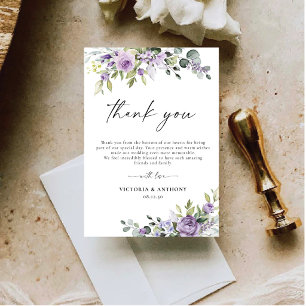 Cartões de Agradecimento de Casamento Florais Roxo