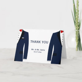 Cartões de Agradecimento de Casamento Gay Azul Bra