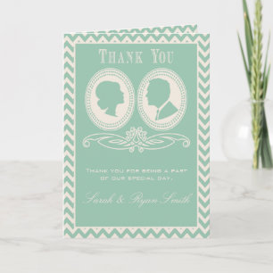 Cartões de Agradecimento de Casamento Mint Chevron
