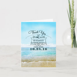 Cartões de agradecimento de casamento na praia