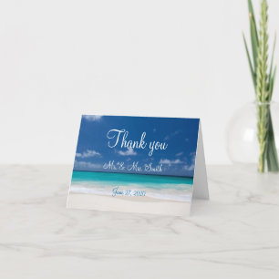 Cartões de Agradecimento de Casamento na Praia Azu