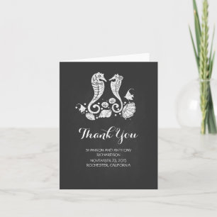 cartões de agradecimento de casamento na praia com