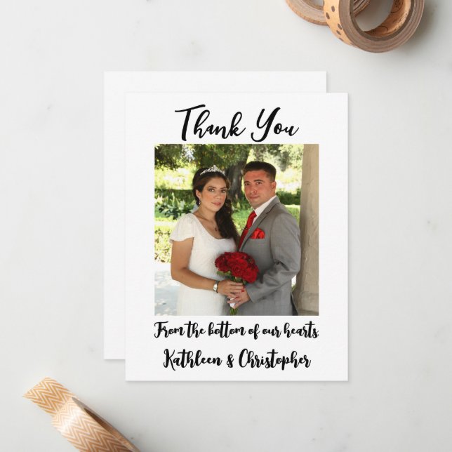 Cartões de Agradecimento de Casamento Personalizad (Frente/Verso In Situ)