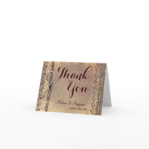 Cartões de agradecimento de casamento rústicos e v