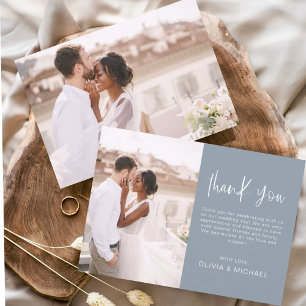 Cartões de Agradecimento de Casamento Simples Azul