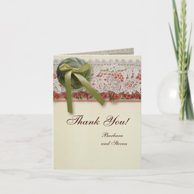 Cartões de Agradecimento de Casamento Vintage Boho (Frente)