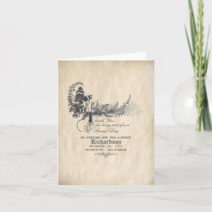 Cartões de agradecimento de casamento vintage de c