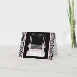 Cartões de Agradecimento de Chá de Bebê Pink Black