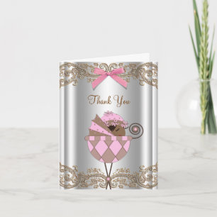Cartões de Agradecimento de Chuvinha de Bebê Rosa