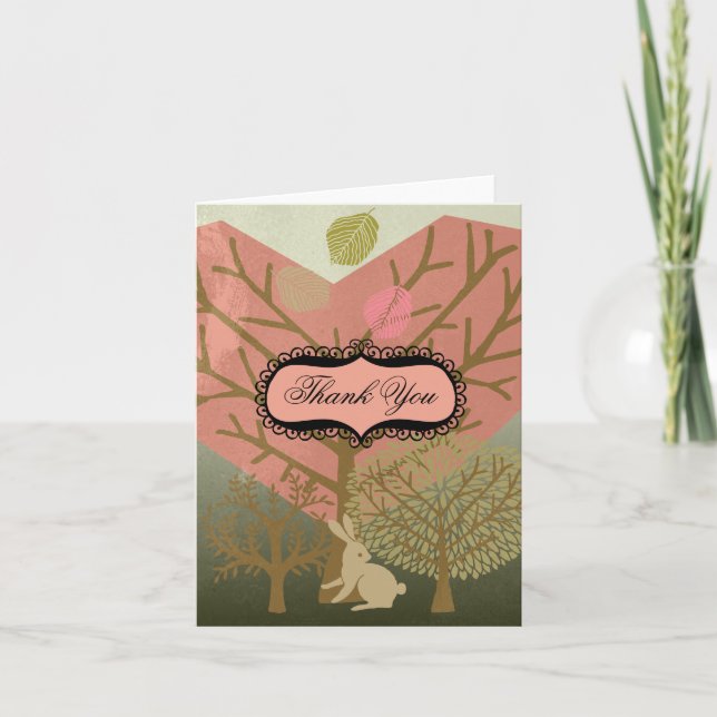 Cartões de agradecimento de Coelho na Floresta Mág (Frente)