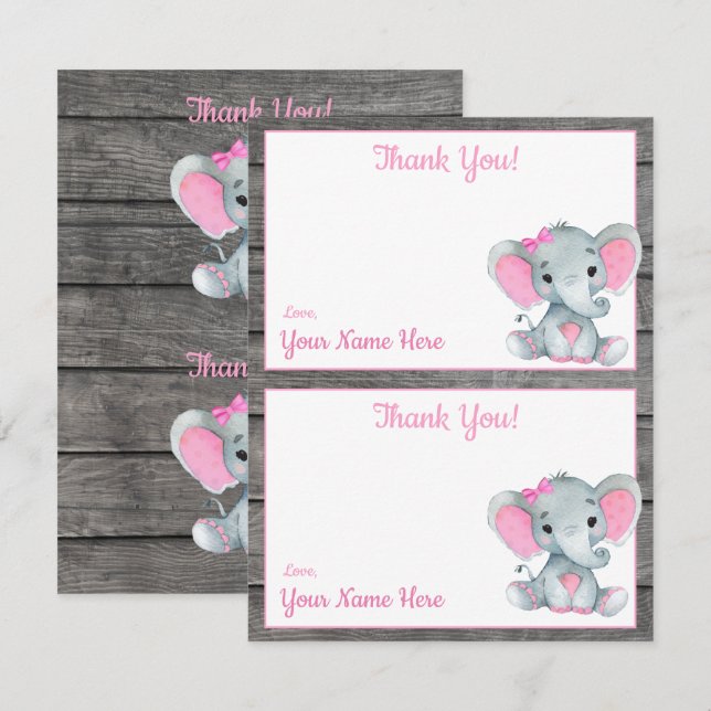 Cartões de Agradecimento de Duas Por Página Elefan (Frente/Verso)