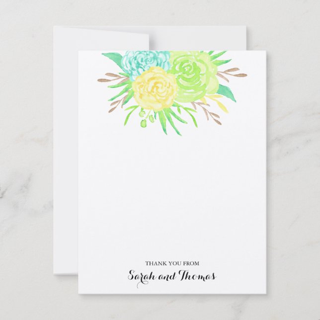 Cartões de Agradecimento de Flores de Aquarela de  (Frente)
