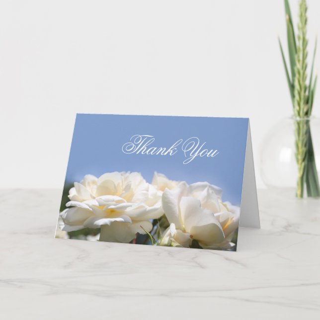 cartões de agradecimento de flores de rosa branca  (Frente)