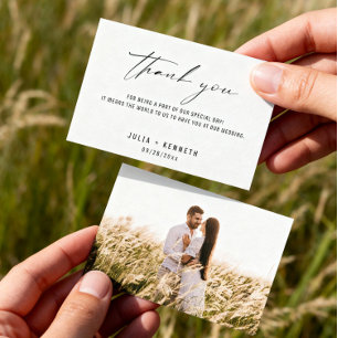 Cartões de agradecimento de foto de casamento clás