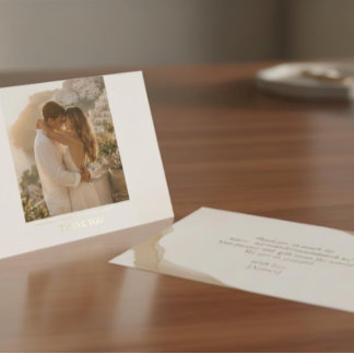 Cartões de agradecimento de foto dourada elegante