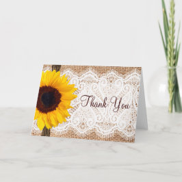 Cartões de agradecimento de girassol de renda de a