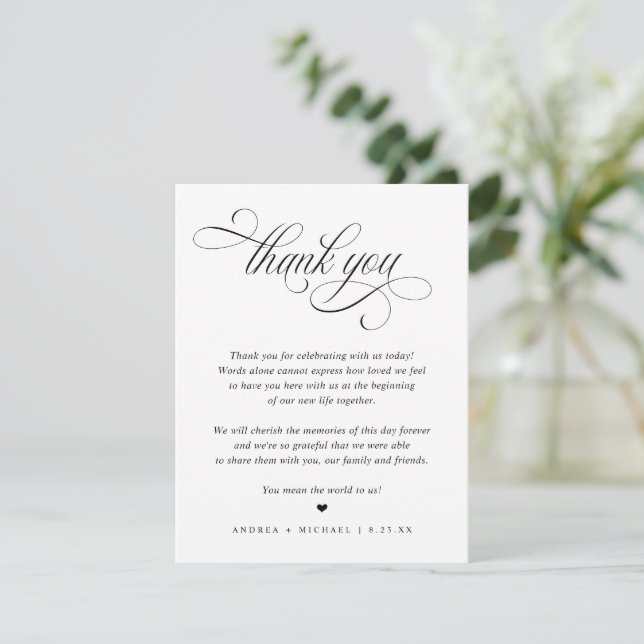 Cartões de Agradecimento de Mesa de Casamento de L (Em pé/Frente)