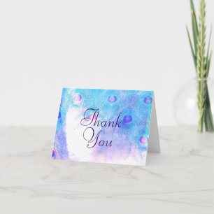 Cartões de Agradecimento de Pavão Abstrato em Aqua