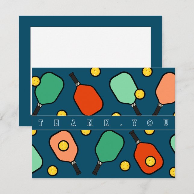 Cartões de Agradecimento de Pickleball (Frente/Verso)