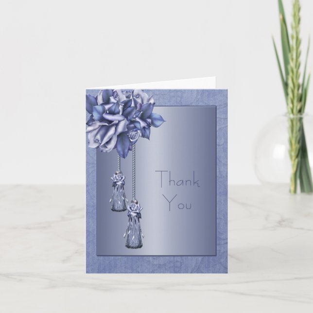 Cartões de agradecimento de rosas de Damasco roxas (Frente)