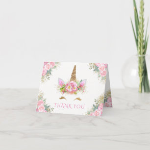 Cartões de Agradecimento de Unicórnio Feliz Face d