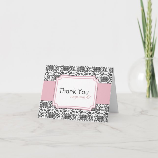 Cartões de agradecimento do Elegant Damask (Frente)
