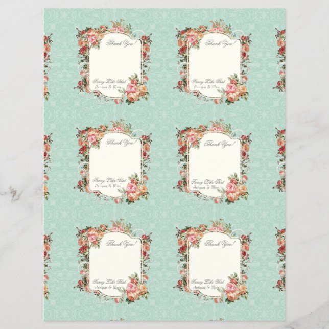 Cartões de Agradecimento Elegantes Barroco Rosa Vi (Frente)