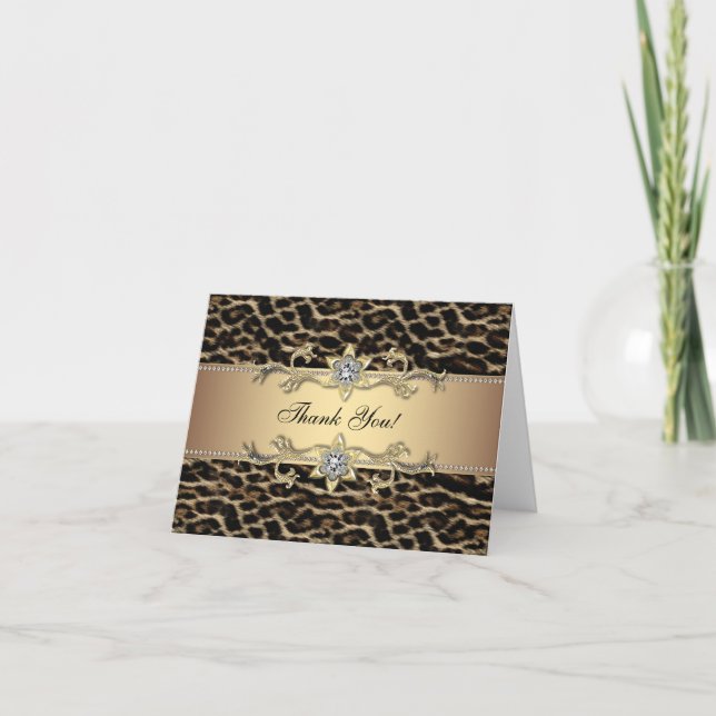 Cartões de Agradecimento Elegantes de Leopardo Dou (Frente)