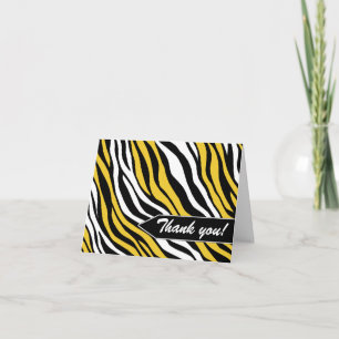 Cartões de Agradecimento Estampa de Zebra Amarelo