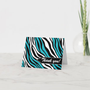 Cartões de Agradecimento Estampa de Zebra Turquesa