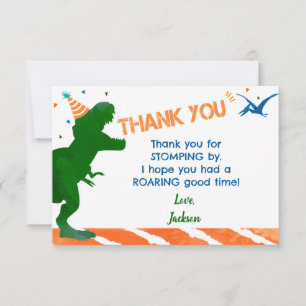 Cartões de Agradecimento Festa de Aniversário Dino