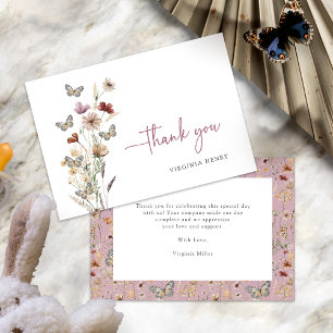Cartões de Agradecimento Flor Silvestre Rosa