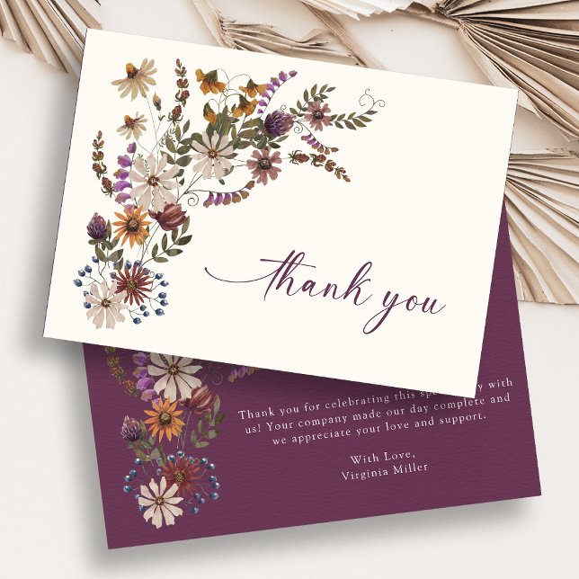 Cartões de Agradecimento Florais Borgonha (Burgundy Floral Thank You Cards
)