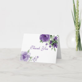 Cartões de Agradecimento Florais de Aquarela Roxa