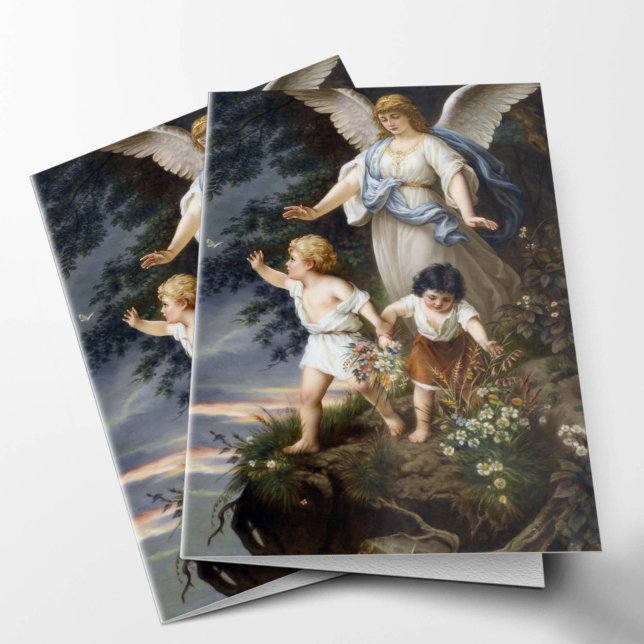 Cartões De Agradecimento Funcional | Angel Watchin (Angels Watching Over Sympathy Condolence Bereavement Catholic Religious Funeral Thank You Card)
