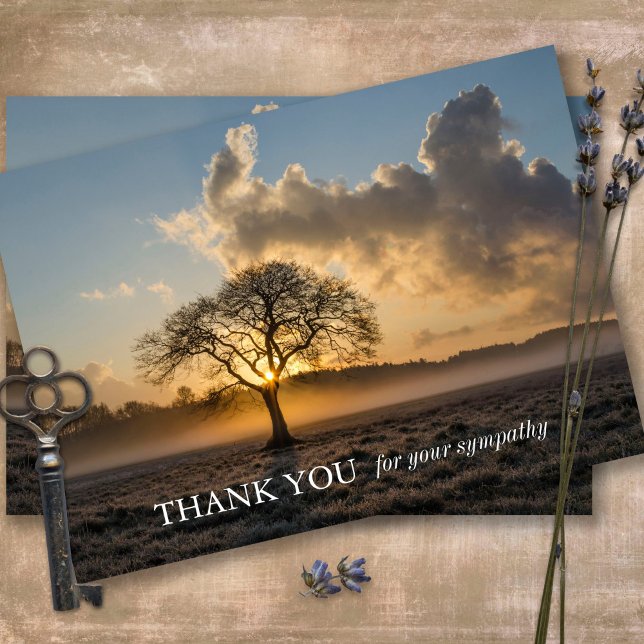 Cartões De Agradecimento Funcional | Árvore solitá (Sympathy Photo Celebration of Life, In Loving Memory, Forever in our Hearts Funeral thank you cards)
