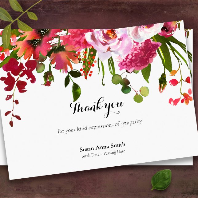 Cartões De Agradecimento Funcional | Blush & Coral (Pretty pink floral memorial sympathy bereavement funeral thank you cards)