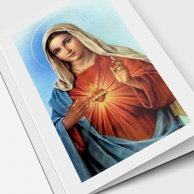 Cartões De Agradecimento Funcional | Coração Sagra (Bereavement Sympathy Sacred Heart of Mary Funeral Thank You Cards)