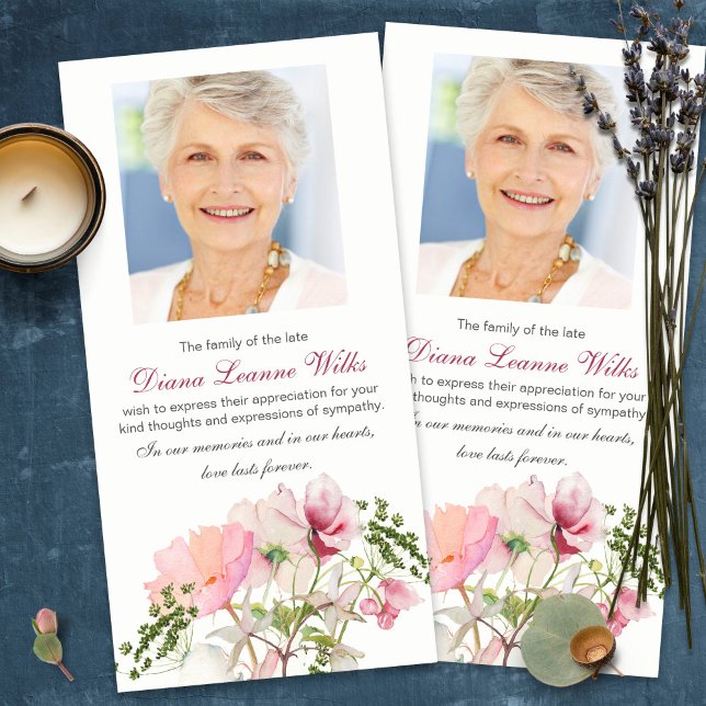Cartões De Agradecimento Funcional | Florais Suave (funeral thank you cards, bereavement, elegant, simple, celebration of life, sympathy card)