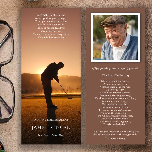 Cartões De Agradecimento Funcional | Golfe Sunset (Sympathy Bereavement Memorial Sunset Golf Funeral Keepsake, funeral thank you card)