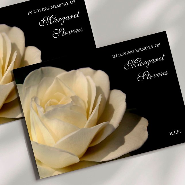 Cartões De Agradecimento Funcional | Rosa branca (White Rose Memorial Sympathy Funeral Thank You Card)