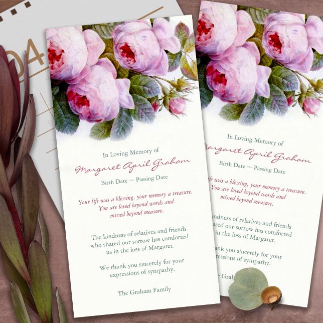Cartões De Agradecimento Funcional | Rosas botânic (funeral thank you cards, bereavement, elegant, simple, celebration of life, sympathy card)