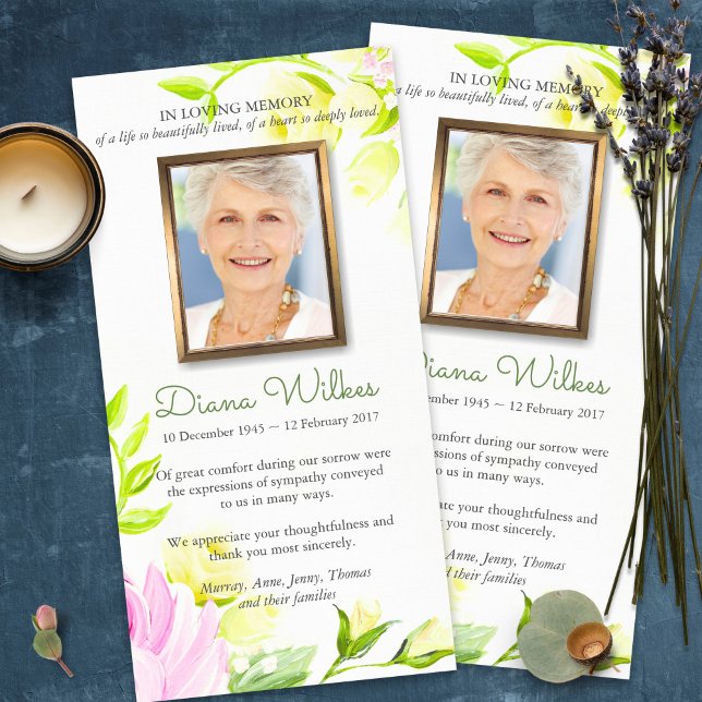 Cartões De Agradecimento Funcional | Rosas de past (funeral thank you cards, bereavement, elegant, simple, celebration of life, sympathy card)