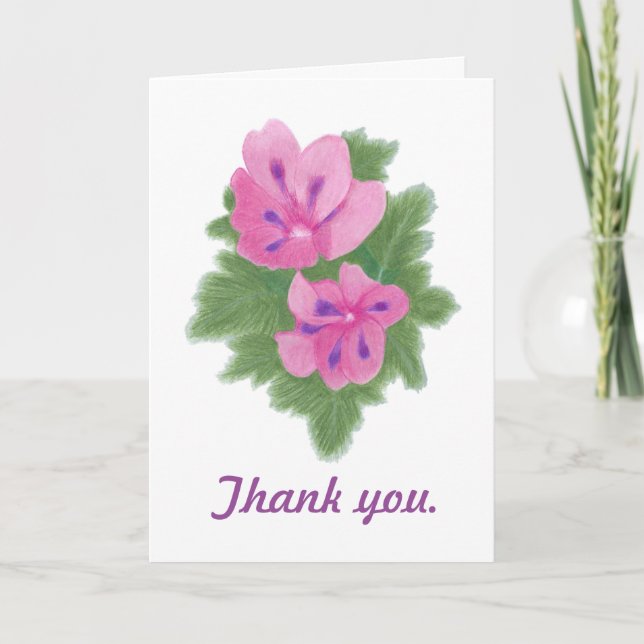Cartões de Agradecimento Gerânios Rosa Roxo (Frente)