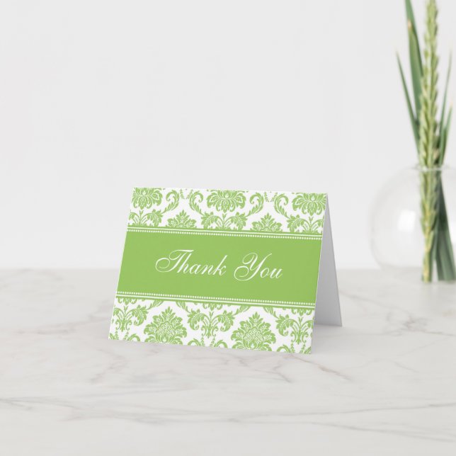 Cartões de Agradecimento Green Damask (Frente)