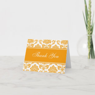 Cartões de Agradecimento Laranja Damask