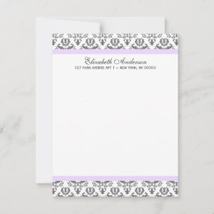 Cartões de agradecimento Lavanda e Cinza Damask
