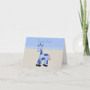 Cartões de Agradecimento Menino Bebê Girafa Azul F